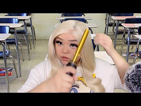 ASMR pov you sit next to the girl that thinks school is a beauty salon (gum chewing)