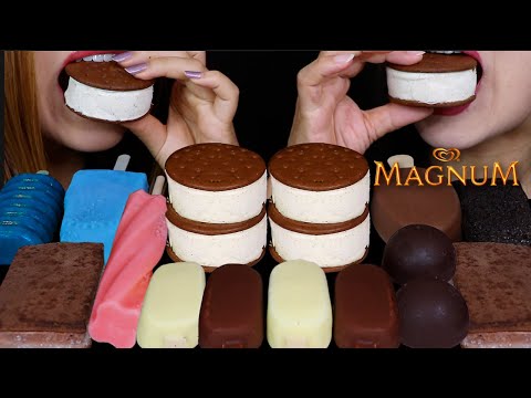 ASMR LEFTOVER ICE CREAM PARTY! MINI MAGNUM ICE CREAM BARS, CAKE SANDWICHES, COOKIES & CREAM BON BONS