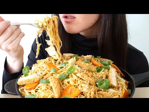 ASMR: Vegan Chicken Chow Mein | Collaboration With Saucy Bites (Whispered)