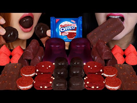 ASMR MINI CHOCOLATE ICE CREAM BON BONS, RED VELVET OREOS, LAVA COOKIES, BUTTER FINGER ICE CREAM 먹방