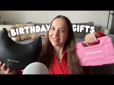 ASMR What I Got For My 28th Birthday 🎀 (Tapping, Scratching, Whisper Ramble, Leather Sounds)
