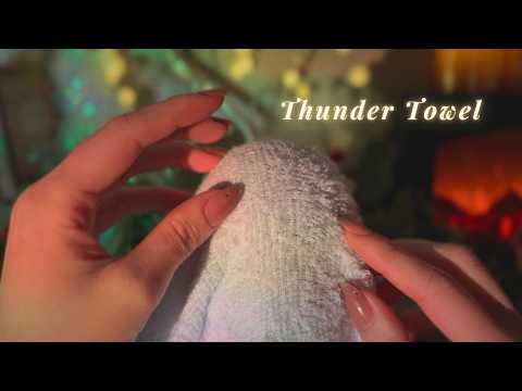 ASMR Thunder Towel Sounds🌩️ Heavy & Soothing Tingles☔️ (No Talking, No Mouth Sounds)