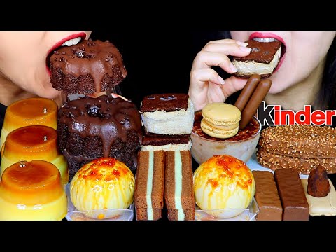 ASMR CHOCOLATE CARAMEL CAKE, PUDDING BALLS, TIRAMISU CHEESECAKE, KINDER MAXI KING, CARAMEL FLAN 먹방