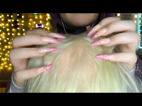 ASMR Scalp Scratching & Head Massage 💆🏻‍♀️💅🏻 Experience with Relaxing Sounds for Sleep & Stress