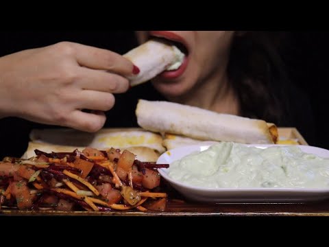 ASMR CHICKEN SHAWARMA SOUR SALAD AVOCADO YOGHURT SOFT MUKBANG #asmr #mukbang #shawarma #chicken