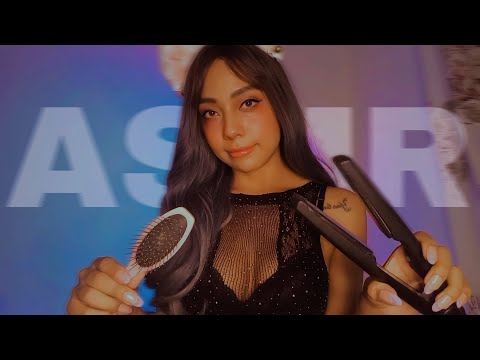 ASMR FAZENDO CHAPINHA NO SEU CABELO (Sons de Spray, Escova, Chapinha) #asmr #personalattention