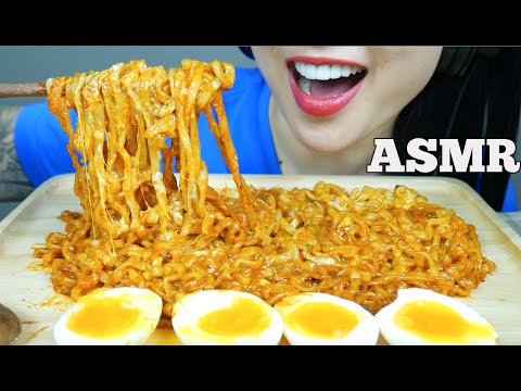 ASMR CHEESY SAMYANG SPICY NOODLES + SOFT BOIL EGGS (EATING SOUNDS) NO TALKING | SAS-ASMR