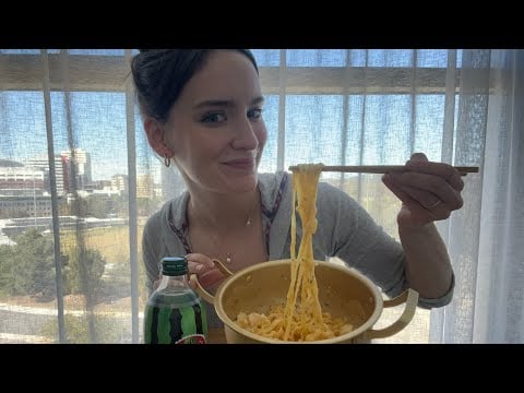 buldak noodles & mochi mukbang ASMR whispers 