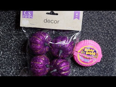 Purple Glitter Decor Pumpkin Tapping ASMR Chewing Hubba Bubba