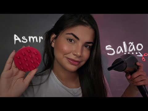 ASMR ROLEPLAY Salão de beleza, cortar, lavar & fazer as sobrancelhas 💇🏽‍♀️🫧  