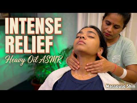 Intense Front Neck & Throat Massage with Heavy Oil to Relief Muscle Pain || ASMR Head Massage #asmr