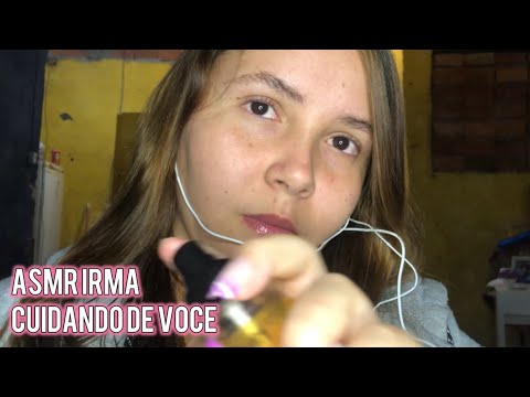 ASMR ROLEPLAY - Irmã cuidando de você (atenção pessoal, carinho na tela, preparando você pra dormir)