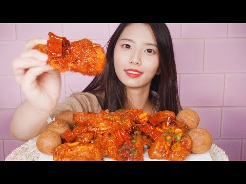 BHC 신메뉴 치하오 치킨 리얼사운드 먹방 ASMR[Chicken eating]チキン,꿀꿀선아,suna asmr,