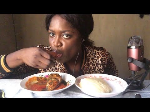 ASMR EATING AFRICAN NIGERIAN SEMOVITA (EWEDU AND HOT SPICY FISH SOUP ) #asmreating #eatingasmr