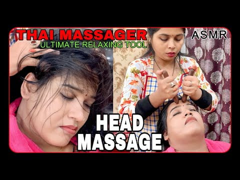 ASMR ULTIMATE RELAXING HEAD MASSAGE & FOREHEAD BY THAI MASSAGER TOOL || Pure Insomnia Relief #asmr