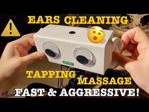 ASMR|⚠️EXTREME FAST AGGRESSIVE EARS DEEP MASSAGE CLEANING TAPPING. BINAURAL, LOUD. No talking