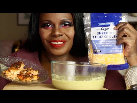 Cheesy Grits Smoke Salmon ASMR Eating Sounds