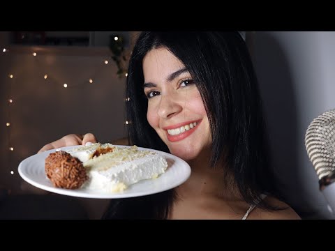 ASMR COMENDO BOLO E BRIGADEIRO