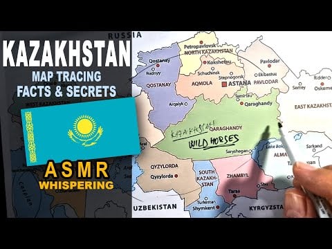 ASMR: Tracing KAZAKHSTAN outline and its provinces | With facts and secrets | ASMR whispering