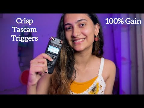 Asmr 100% Gain ❀ Tingly Tascam Triggers (finger flutters, hair on mic, mouth sounds & more)
