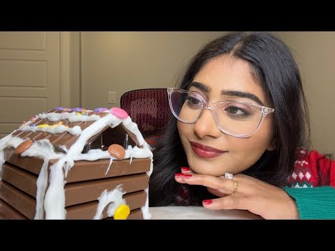 ASMR Make KitKat Gingerbread House With Me | Relaxing Candy Sounds & Tingles