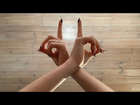 [ASMR] Slow mirrored hand movements with black nails + mouth sounds, no talking