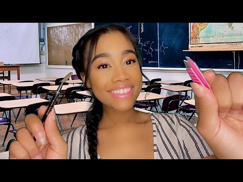 [ASMR] Bestie Does Your Eyebrows in Class  ✨ Fast & Aggressive ASMR ✨