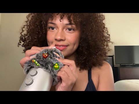 ASMR bug searching & head massage (fluffy mic cover triggers)