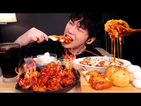 MUKBANG ASMR 치밥! 굽네 볼케이노 순살치킨에 치즈 마그마 치밥 먹방 |치즈볼, 바게트볼, 소떡 | CHICKEN EATING REAL SOUND [SIO ASMR 시오]