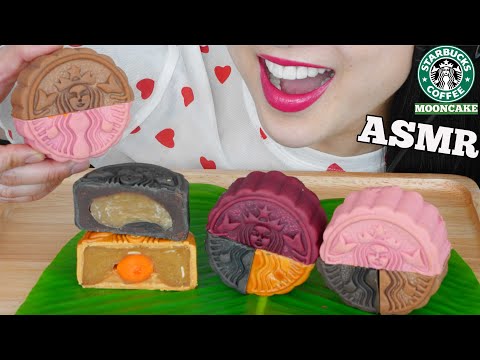 ASMR STARBUCKS MOONCAKE (SOFT STICKY EATING SOUNDS) NO TALKING | SAS-ASMR