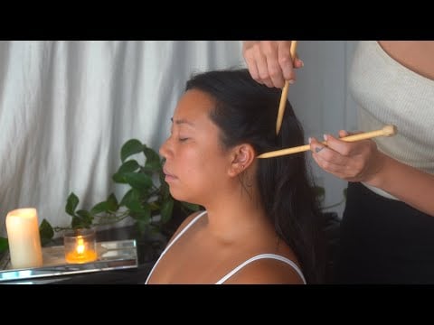 ASMR Scalp Check, Tingly Hair Play and Micro-Attention Baby Rake on Kat (Whisper)