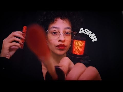 ASMR | TE MAQUIANDO E FAZENDO SUA SOBRANCELHA 💄 com música calma no fundo e sons de boca