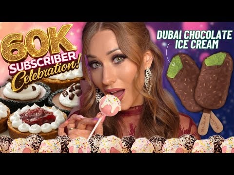 👉 ASMR MUKBANG 🍨 Viral Dubai Chocolate Ice Cream Bars, Pies & Cake Pops (60K Celebration!)