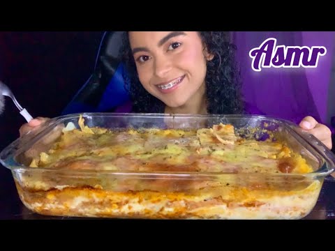 ASMR Mukbang/  comendo LASANHA A BOLONHESA, COM MOLHO BECHAMEL.
