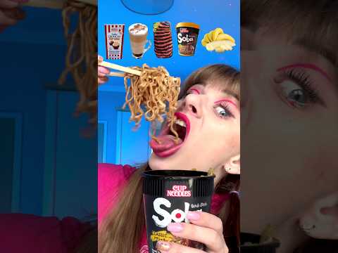 ASMR Emoji Ramen, Smocked Beef, Choco Pop Corn, Mukbang #shorts