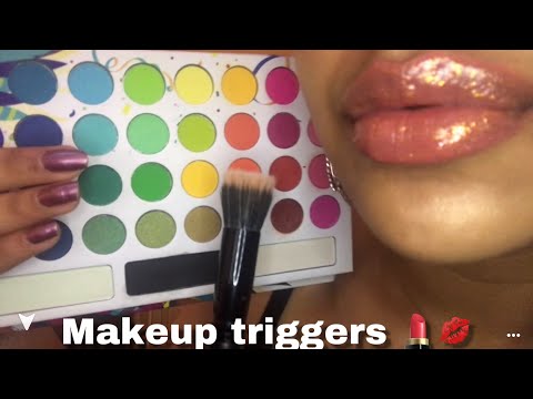 ASMR~ Makeup triggers💄 (tapping, tracing, brushing,lid sounds etc) 💤