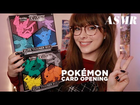 ASMR 🖤  Evolving Skies ETB Part 2!~ Whispered Unboxing & Pokemon Card Opening for Relaxation!