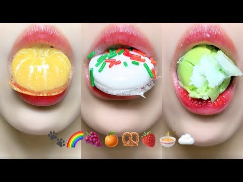 Asmr Eating Tanghulu Jelly Honey Marshmallow 🐾🍏🥨