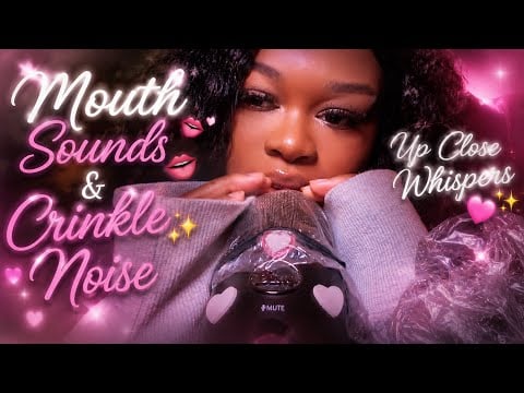 ASMR | Mouth Sounds & Crinkle sounds 🍬👄😴 (Up-close whispers, Hand Movements, Gum chewing)