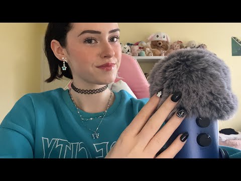 ASMR close up whisper ramble & life updates + fluffy mic scratching 🫐