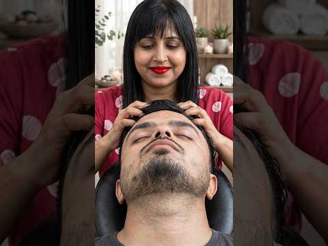 Very Soft Head And Forehead Tapping ASMR Massage By Lady Barber Chaitali #shorts