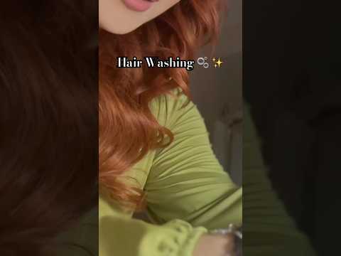 ASMR hair wash/curly hair routine ✨💚 #asmr #asmrhair #shortvideo