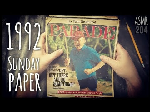 ASMR | 1992 Florida Sunday Paper (Crinkling, Tapping, Tracing, Whisper)