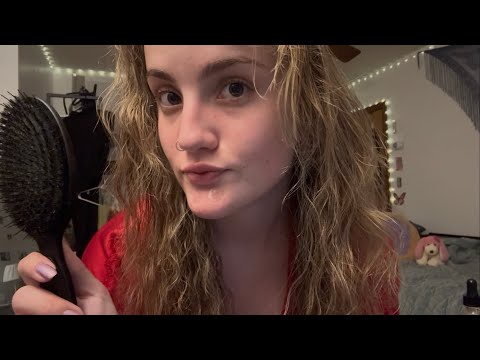 talking about trauma ASMR Personal Attention + Affirmations (hair brushing, therapy, & Foucault)