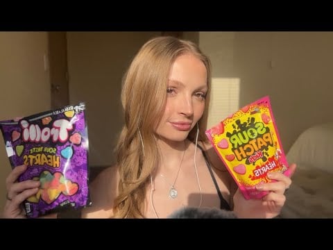 ASMR Making a Valentines Candy Salad ❤️🍭 (chewing, crinkling)