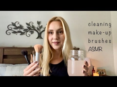 ASMR fall asleep ~ makeup brush cleaning ~ tapping, brushing, scratching, glass and water sounds