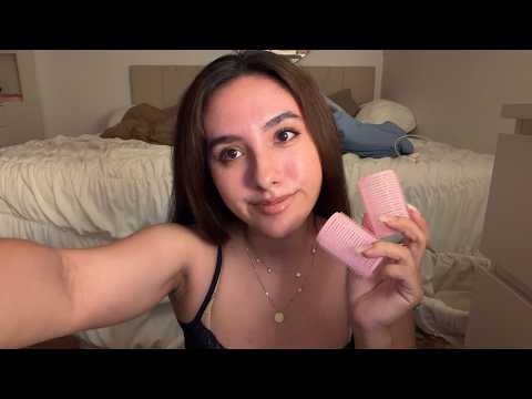 asmr random triggers (tracing, touching camera, hairplaying, whispering…)