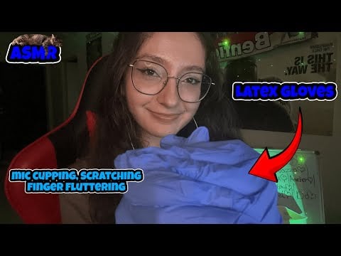 ASMR with latex gloves 🧤 (mic cupping, scratching, finger fluttering)