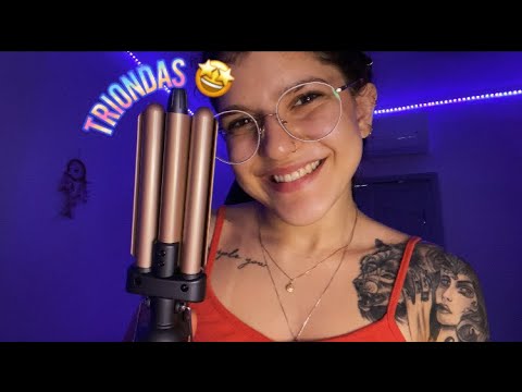 ASMR ~ Cabeleireira fazendo cachos triondas no seu cabelo