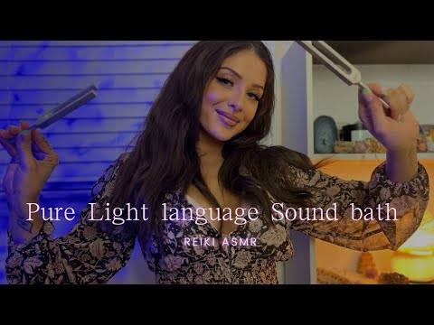 ASMR 🐬Light Language and Reiki Sound Bath🐬 (Frequencies, tuning forks, singing bowls)